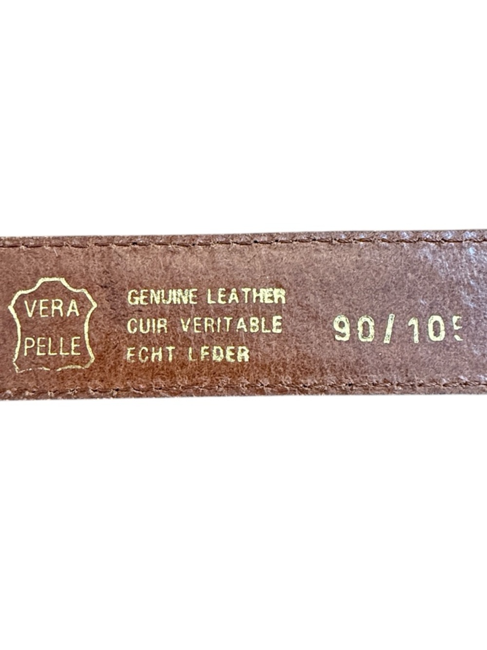Italian Woven Leather Belt Brown Gold Buckle Made in Italy Unisex Fits 27-31 - Picture 13 of 15